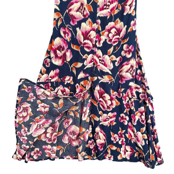 Band Gypsies Dress Women M Dark Floral Maxi Button Down Flowy Boho Prairie New - Picture 3 of 16